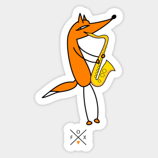 Fox and saxophone Sticker